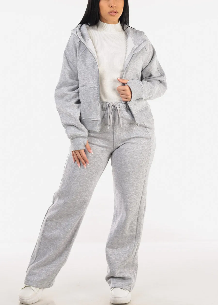 Elastic Waistband Wide Leg Sweatpants Grey sold by Moda product image thumbnail 2