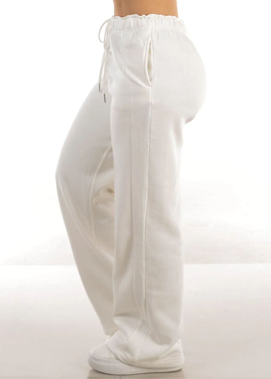 Elastic Waistband Wide Leg Sweatpants White sold by Moda product image thumbnail 4