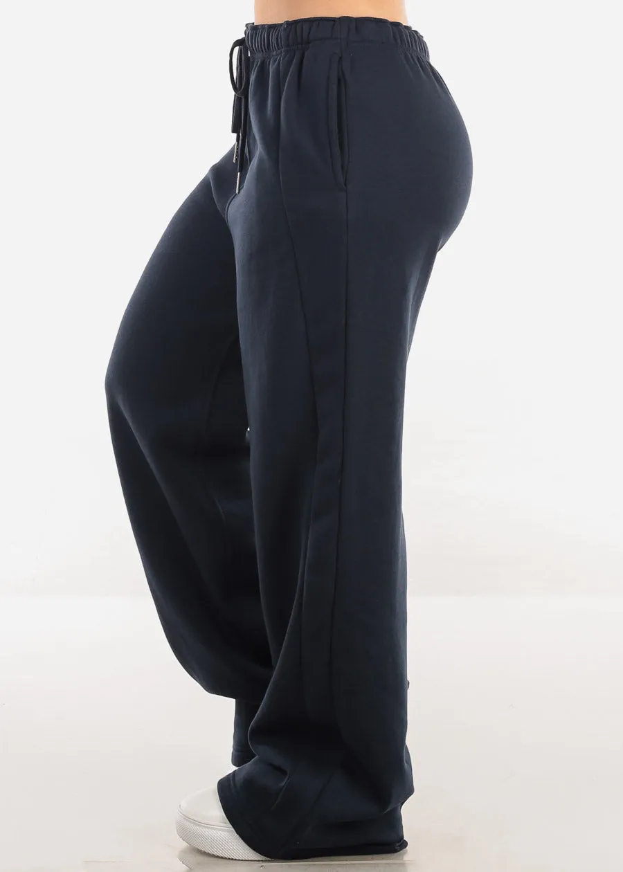 Elastic Waistband Wide Leg Sweatpants Navy sold by Moda product image thumbnail 3