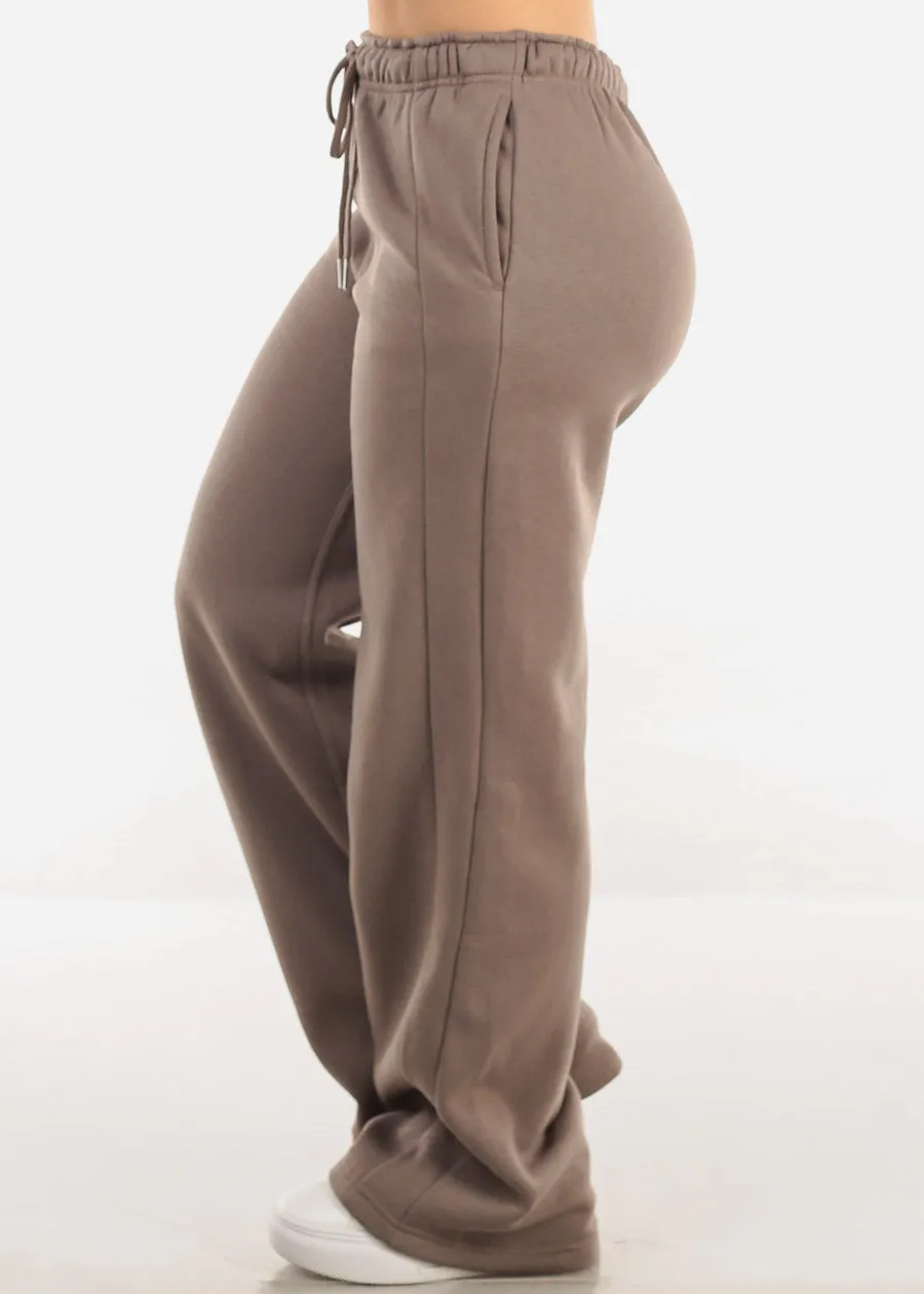 Elastic Waistband Wide Leg Sweatpants Mocha sold by Moda product image thumbnail 3