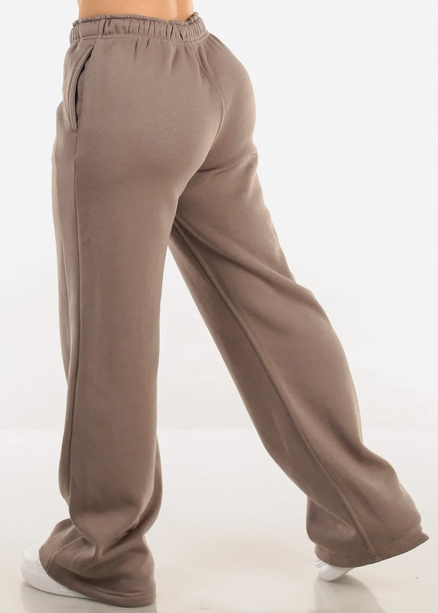 Elastic Waistband Wide Leg Sweatpants Mocha sold by Moda product image thumbnail 4