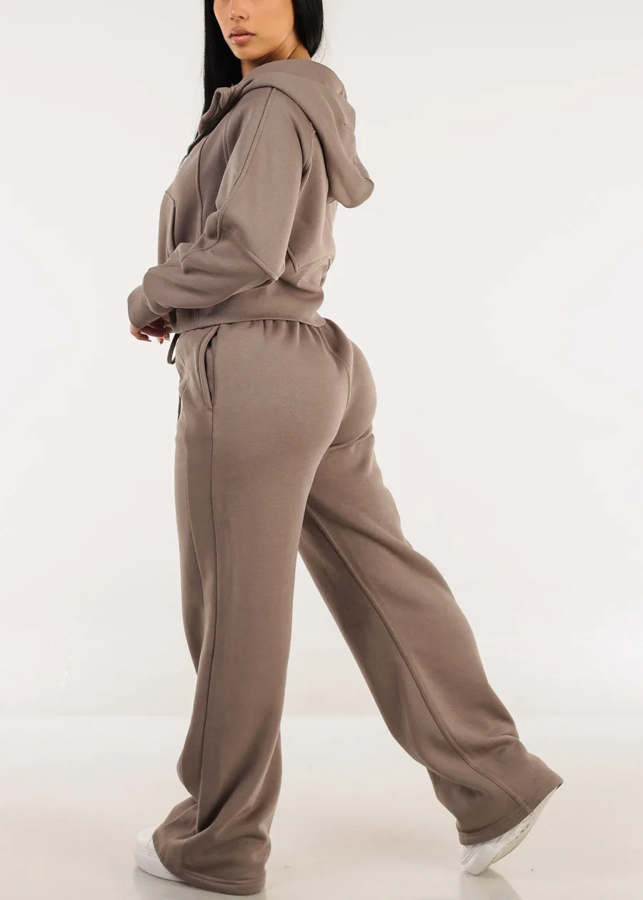 Elastic Waistband Wide Leg Sweatpants Mocha sold by Moda product image thumbnail 5