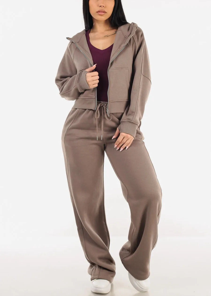 Elastic Waistband Wide Leg Sweatpants Mocha sold by Moda product image thumbnail 2