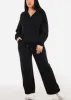 High Waist Wide Leg Fleece Sweatpants Black sold by Moda