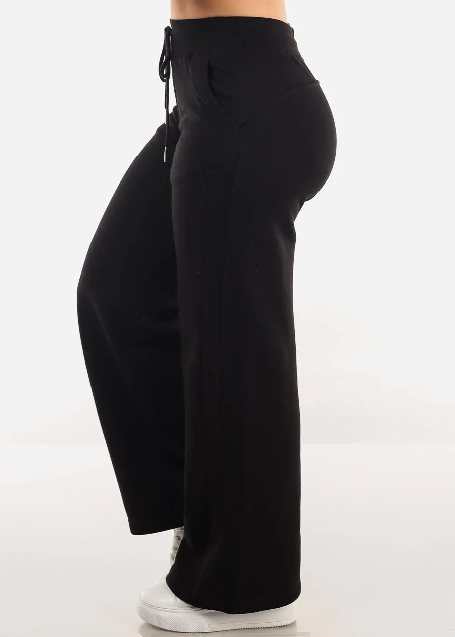 High Waist Wide Leg Fleece Sweatpants Black sold by Moda product image thumbnail 3
