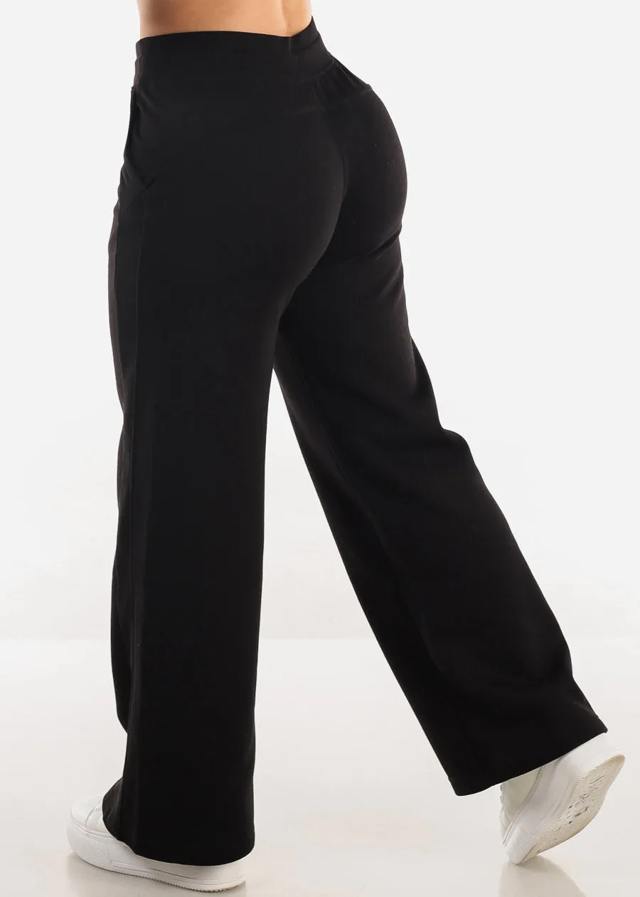 High Waist Wide Leg Fleece Sweatpants Black sold by Moda product image thumbnail 4