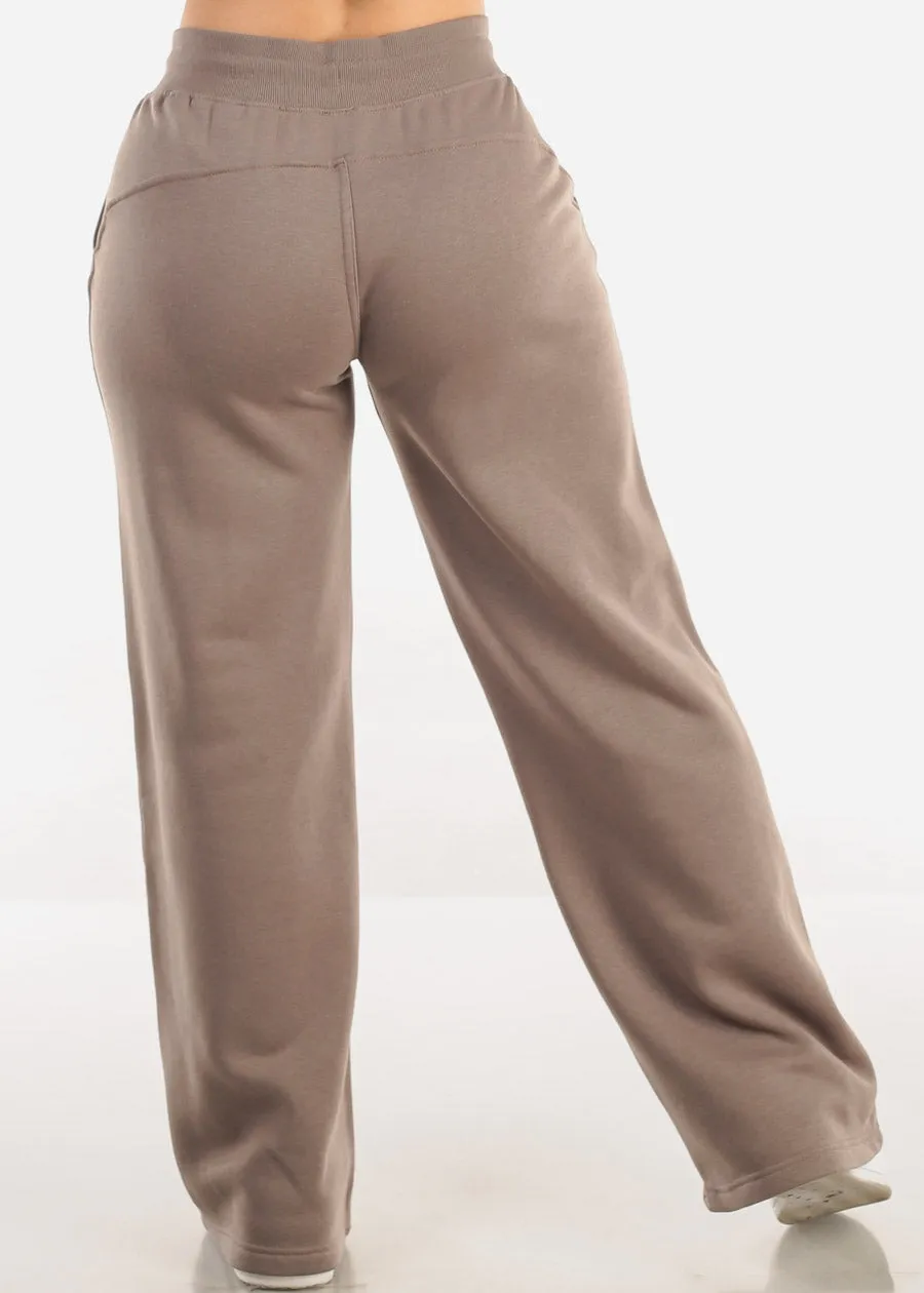High Waist Wide Leg Fleece Sweatpants Mocha sold by Moda product image thumbnail 4
