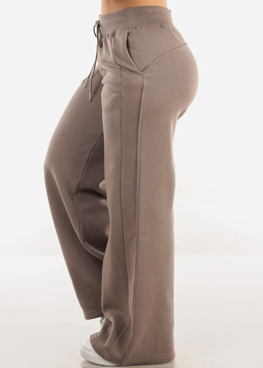 High Waist Wide Leg Fleece Sweatpants Mocha sold by Moda product image thumbnail 3