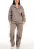 Half Zip Up Fleece Sweatshirt Mocha sold by Moda