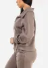 Half Zip Up Fleece Sweatshirt Mocha sold by Moda