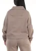 Half Zip Up Fleece Sweatshirt Mocha sold by Moda