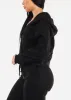 Zip Up Black Fleece Hoodie w Thumbholes sold by Moda