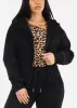 Zip Up Black Fleece Hoodie w Thumbholes sold by Moda