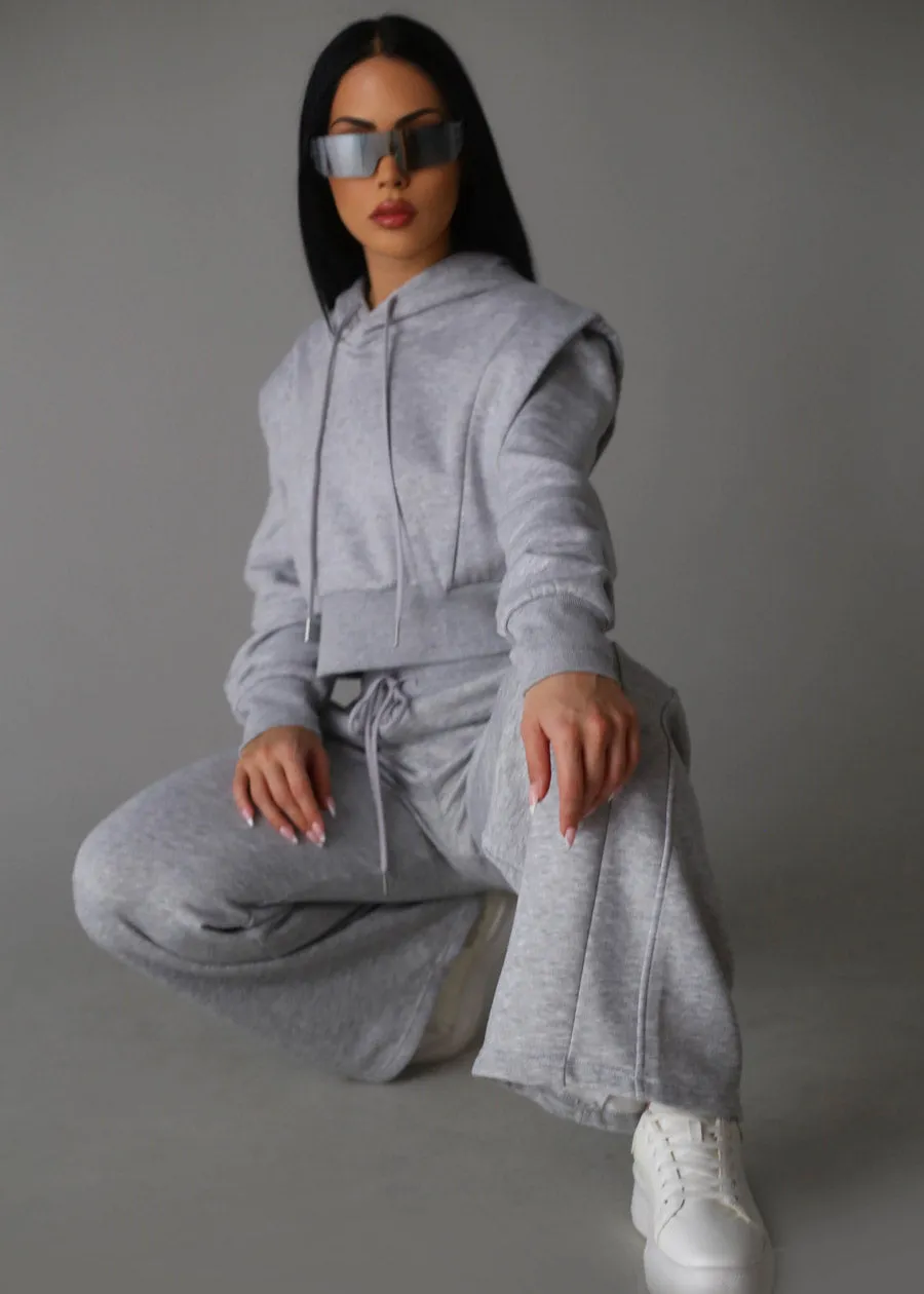 High Waist Wide Leg Fleece Sweatpants Grey sold by Moda product image thumbnail 2