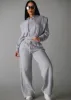 High Waist Wide Leg Fleece Sweatpants Grey sold by Moda