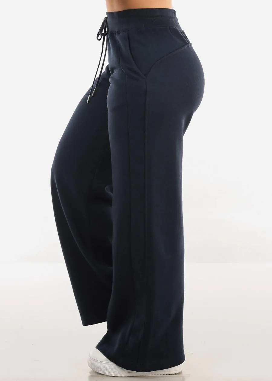 High Waist Wide Leg Fleece Sweatpants Navy sold by Moda product image thumbnail 3
