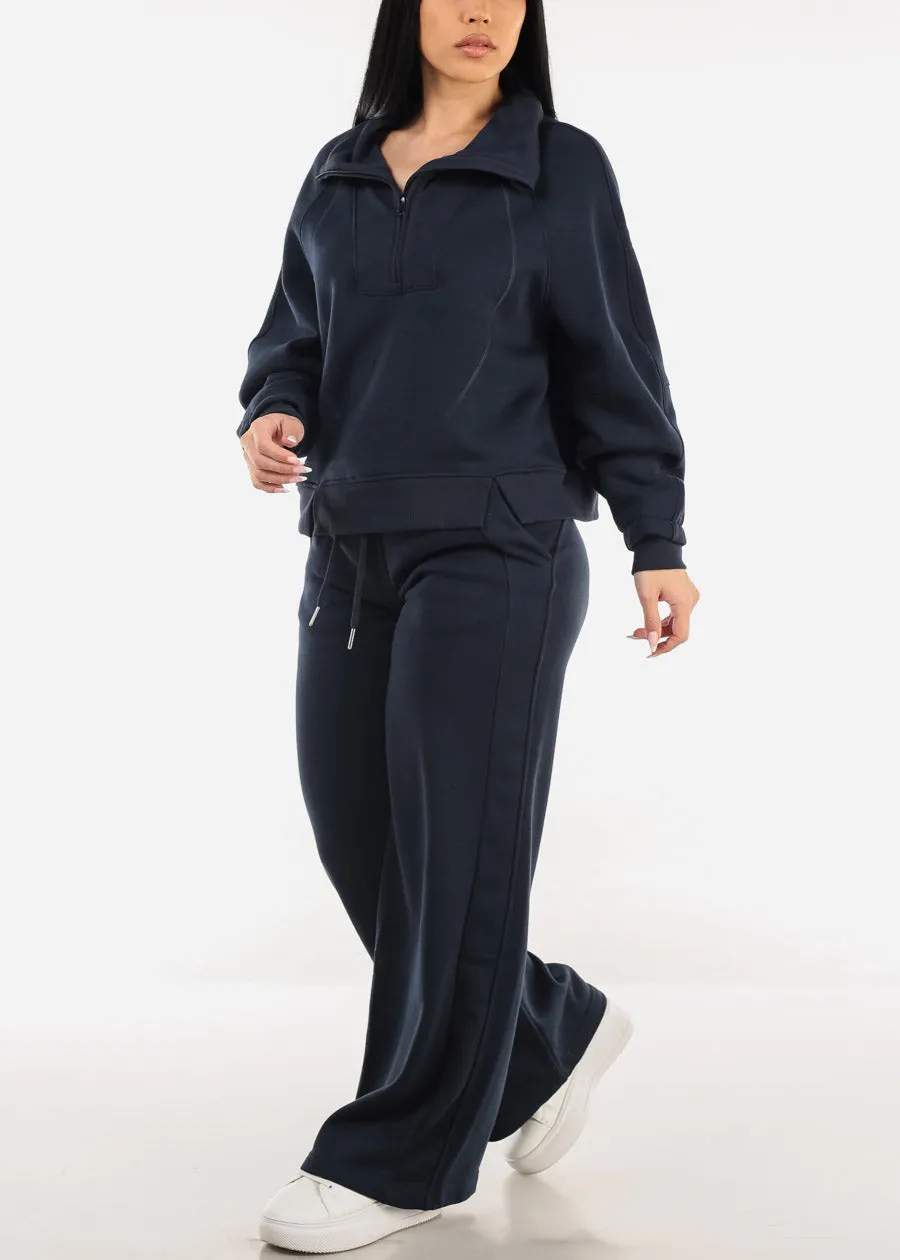 Half Zip Up Fleece Sweatshirt Navy sold by Moda product image thumbnail 2