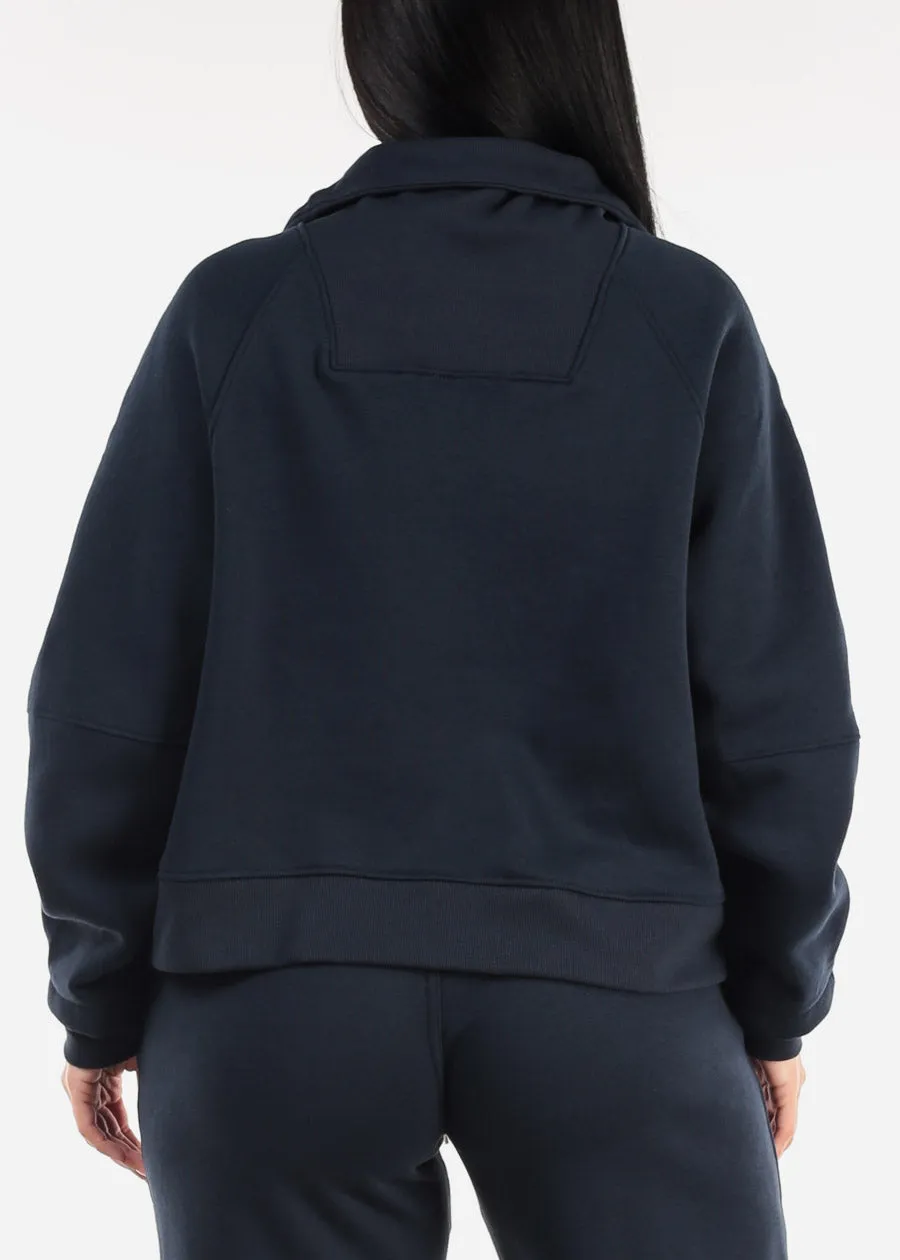 Half Zip Up Fleece Sweatshirt Navy sold by Moda product image thumbnail 4