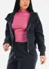 Zip Up Fleece Hoodie Navy w Thumbholes sold by Moda