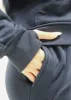 Zip Up Fleece Hoodie Navy w Thumbholes sold by Moda