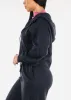 Zip Up Fleece Hoodie Navy w Thumbholes sold by Moda