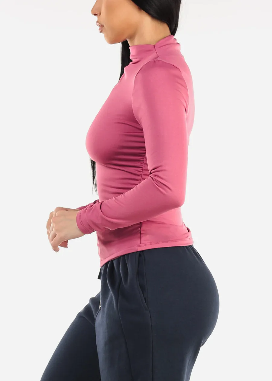 Long Sleeve Mock Neck Ruched Top Plum sold by Moda product image thumbnail 3