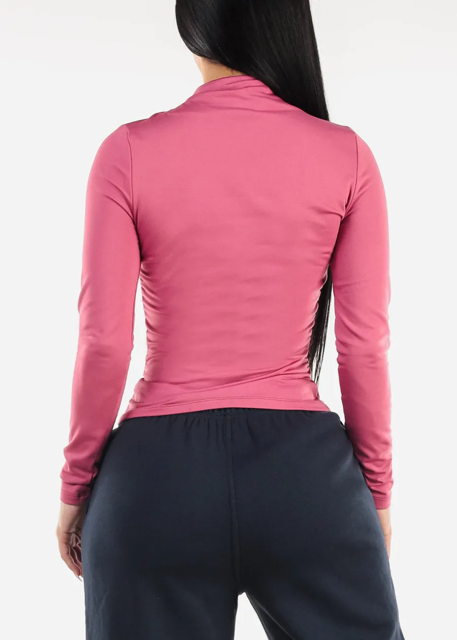 Long Sleeve Mock Neck Ruched Top Plum sold by Moda product image thumbnail 4