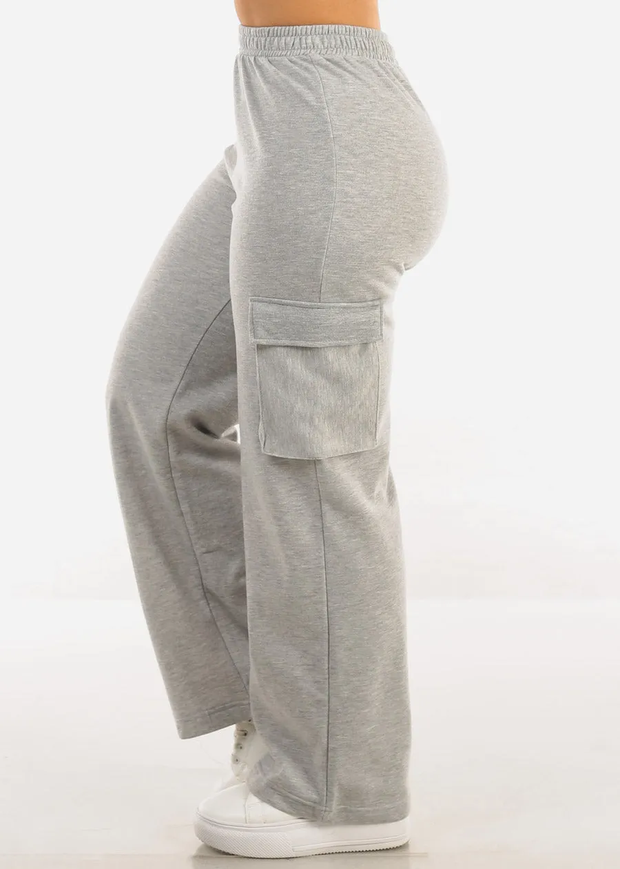 Super High Waist Wide Leg Cargo Pants Grey sold by Moda product image thumbnail 3