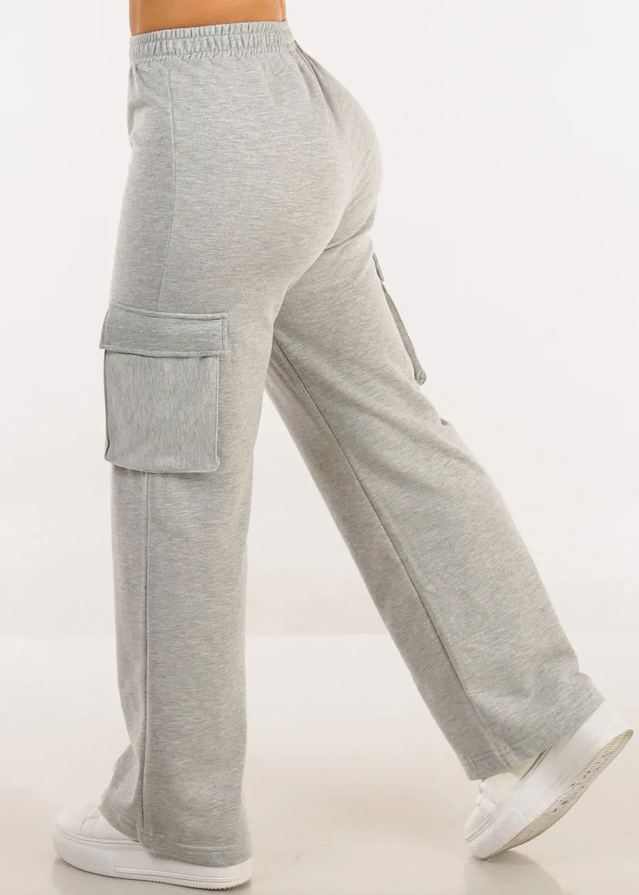 Super High Waist Wide Leg Cargo Pants Grey sold by Moda product image thumbnail 4