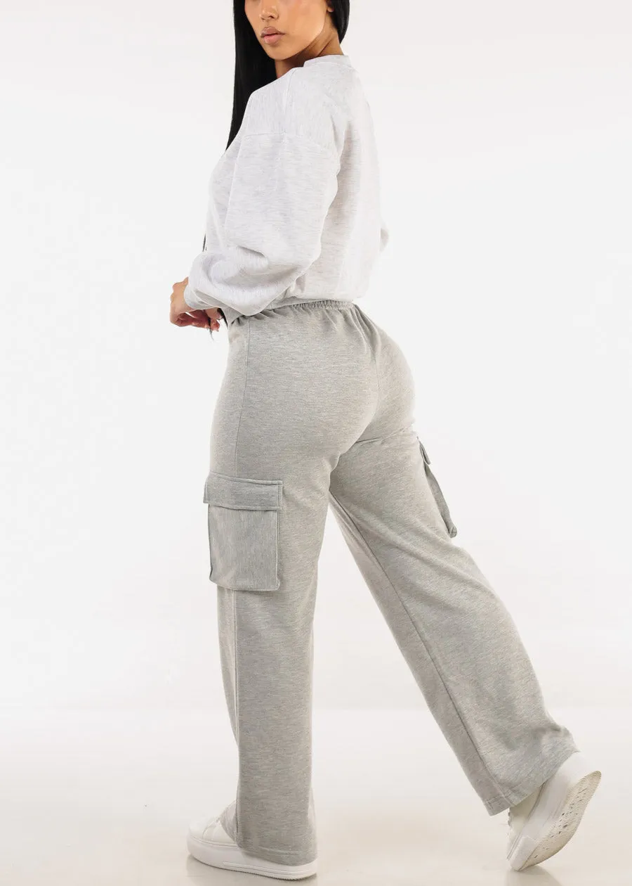 Super High Waist Wide Leg Cargo Pants Grey sold by Moda product image thumbnail 5