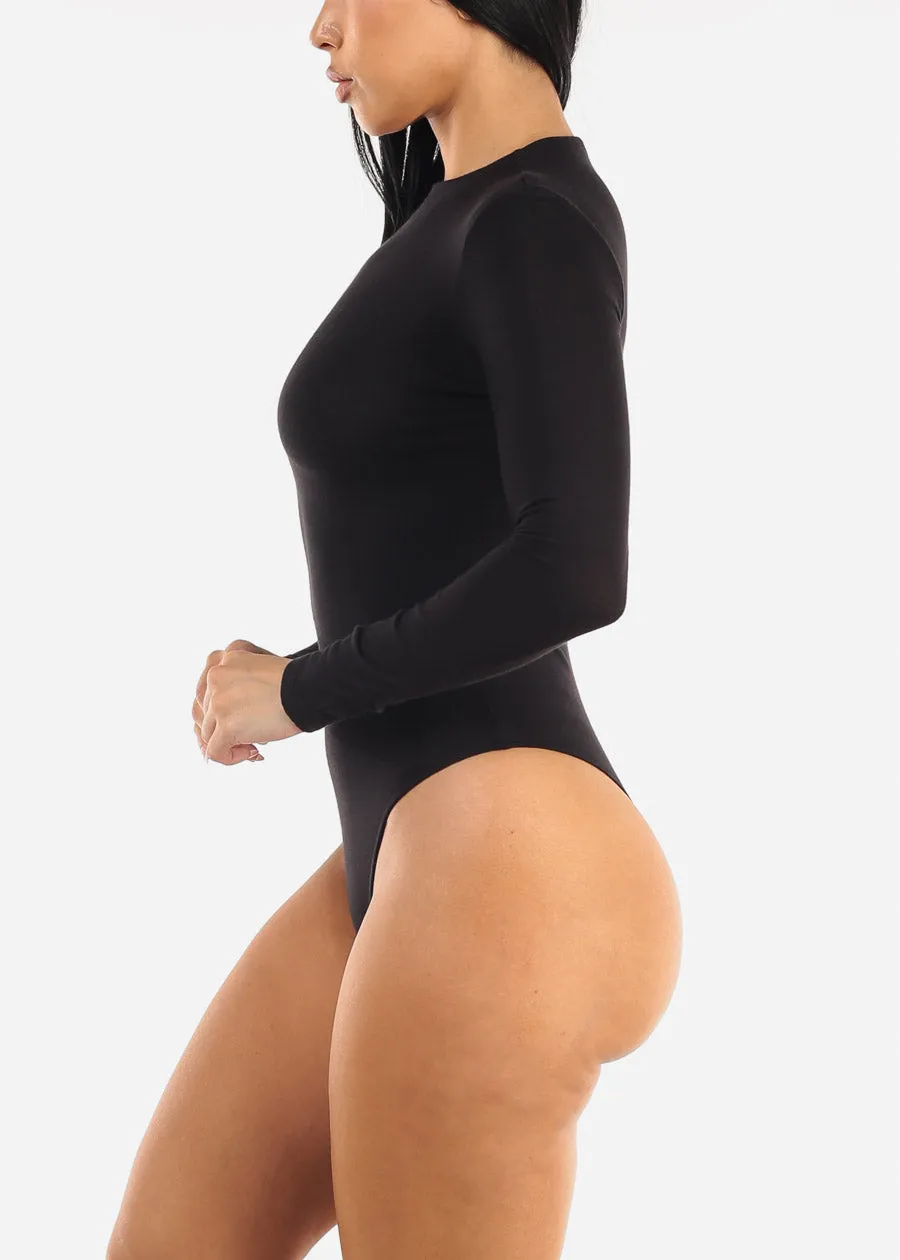 Long Sleeve Crewneck Thong Bodysuit Black sold by Moda product image thumbnail 3