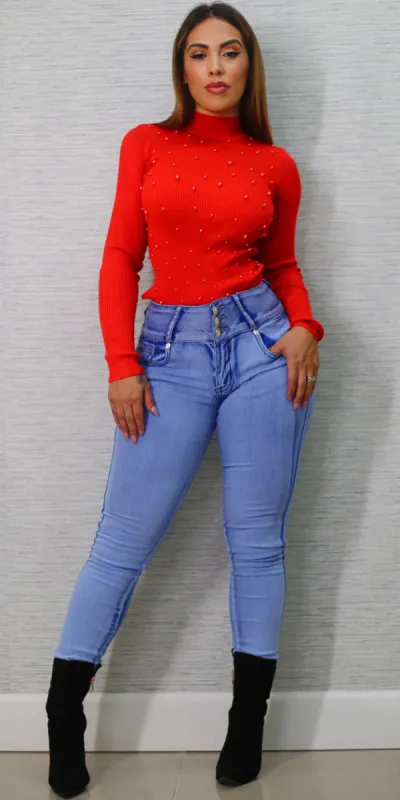 Red Butt Lift Skinnies Set sold by Moda