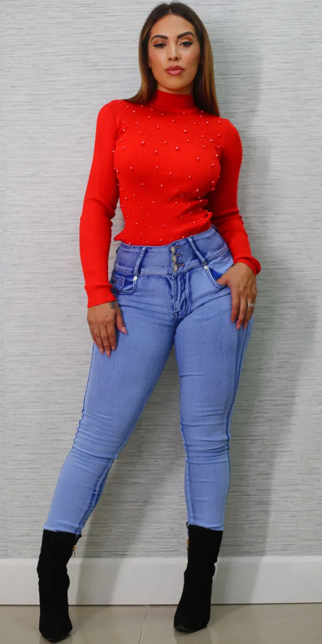 Red Butt Lift Skinnies Set sold by Moda