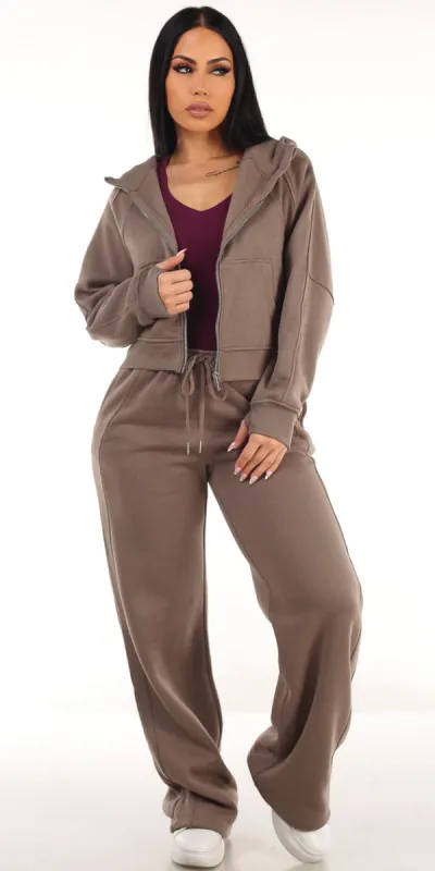 Zip Up Vneck Sweatpants Trio sold by Moda