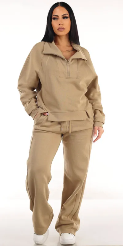 Khaki Fleece Sweatpants Outfit sold by Moda