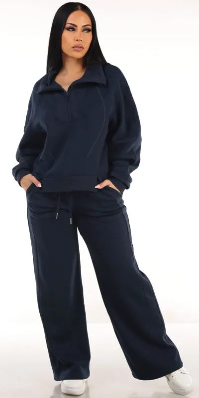 Navy Fleece Sweatpants Set sold by Moda