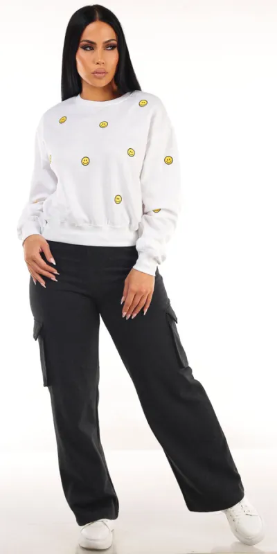 White Fleece Cargo Pants Combo sold by Moda