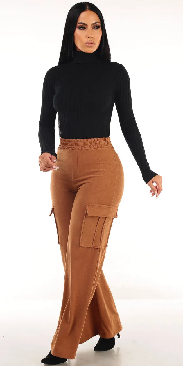 Turtleneck Flared Cargo Pants Look sold by Moda