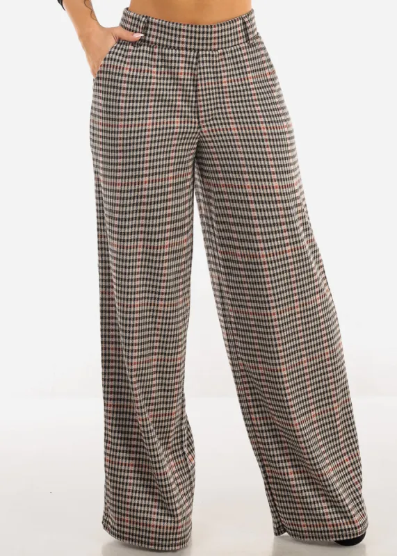 Super High Waist Wide Leg Plaid Pants Taupe sold by Moda