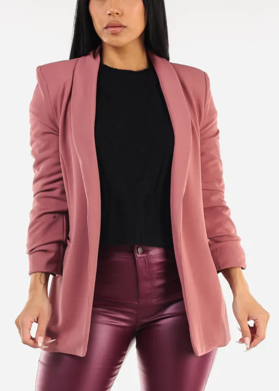 Quarter Sleeve Open Front Blazer Mauve sold by Moda