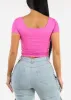Double Layered Square Neck Crop Top Fuchsia sold by Moda