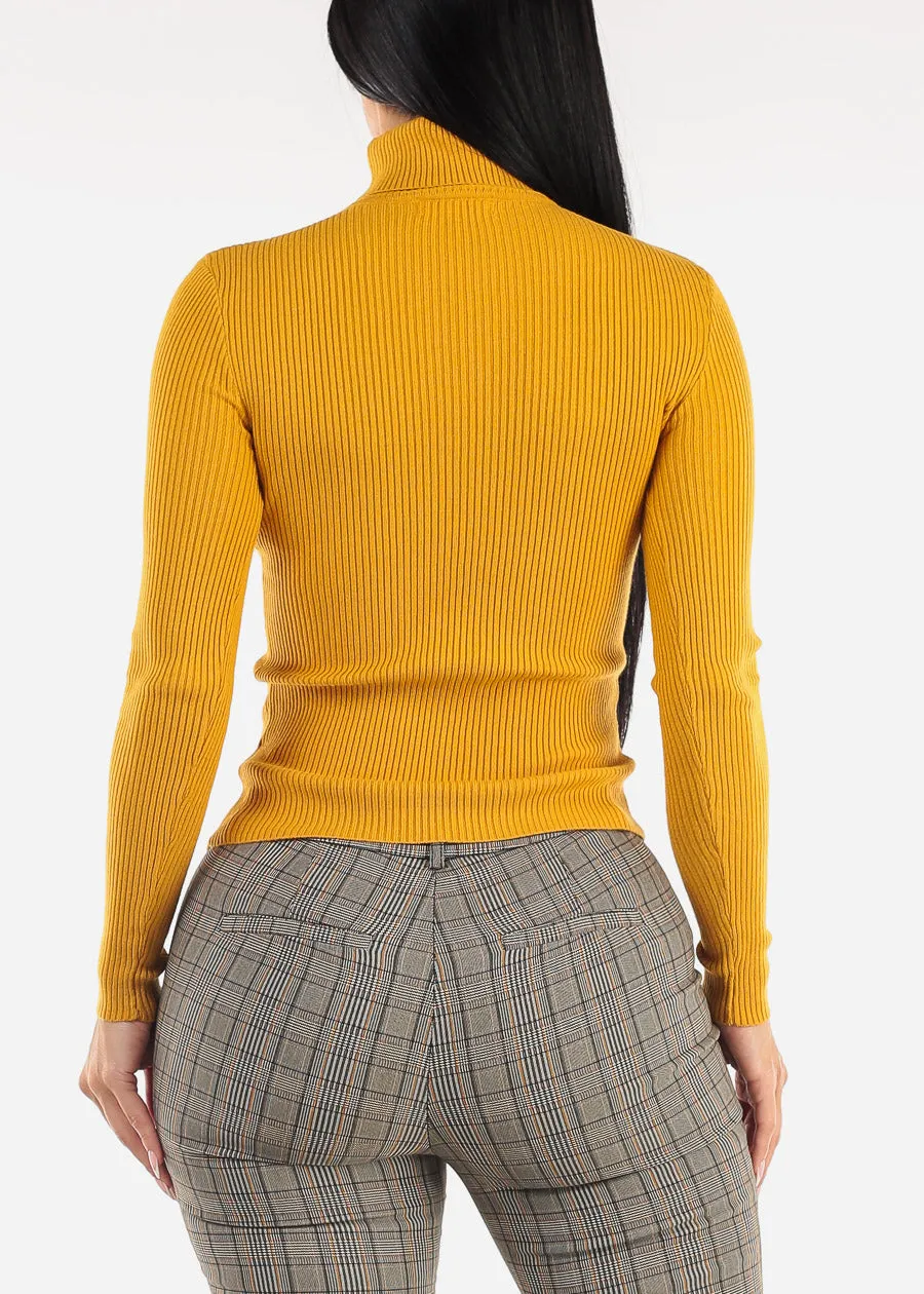 Long Sleeve Turtleneck Ribbed Sweater Mustard sold by Moda product image thumbnail 4