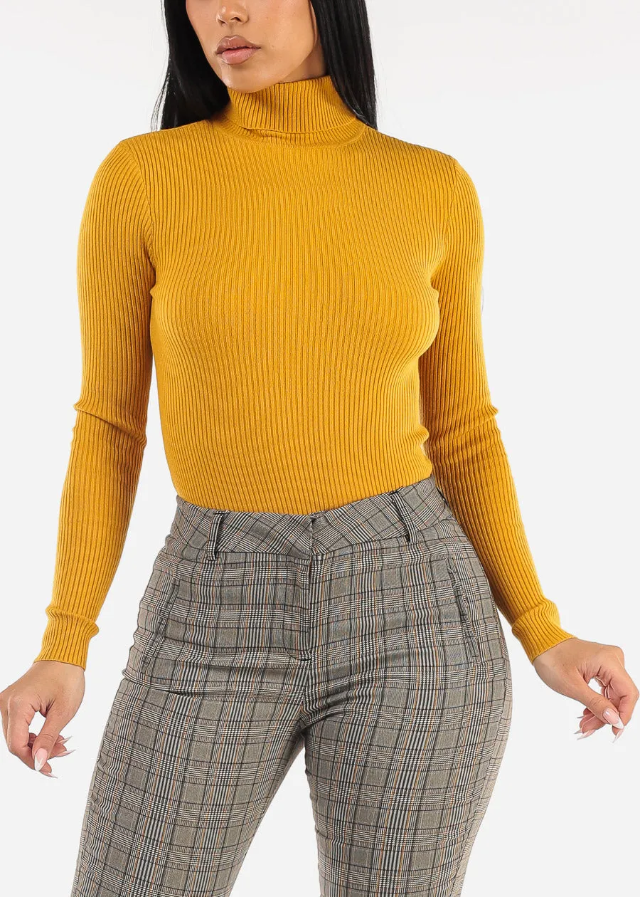 Long Sleeve Turtleneck Ribbed Sweater Mustard sold by Moda product image thumbnail 5