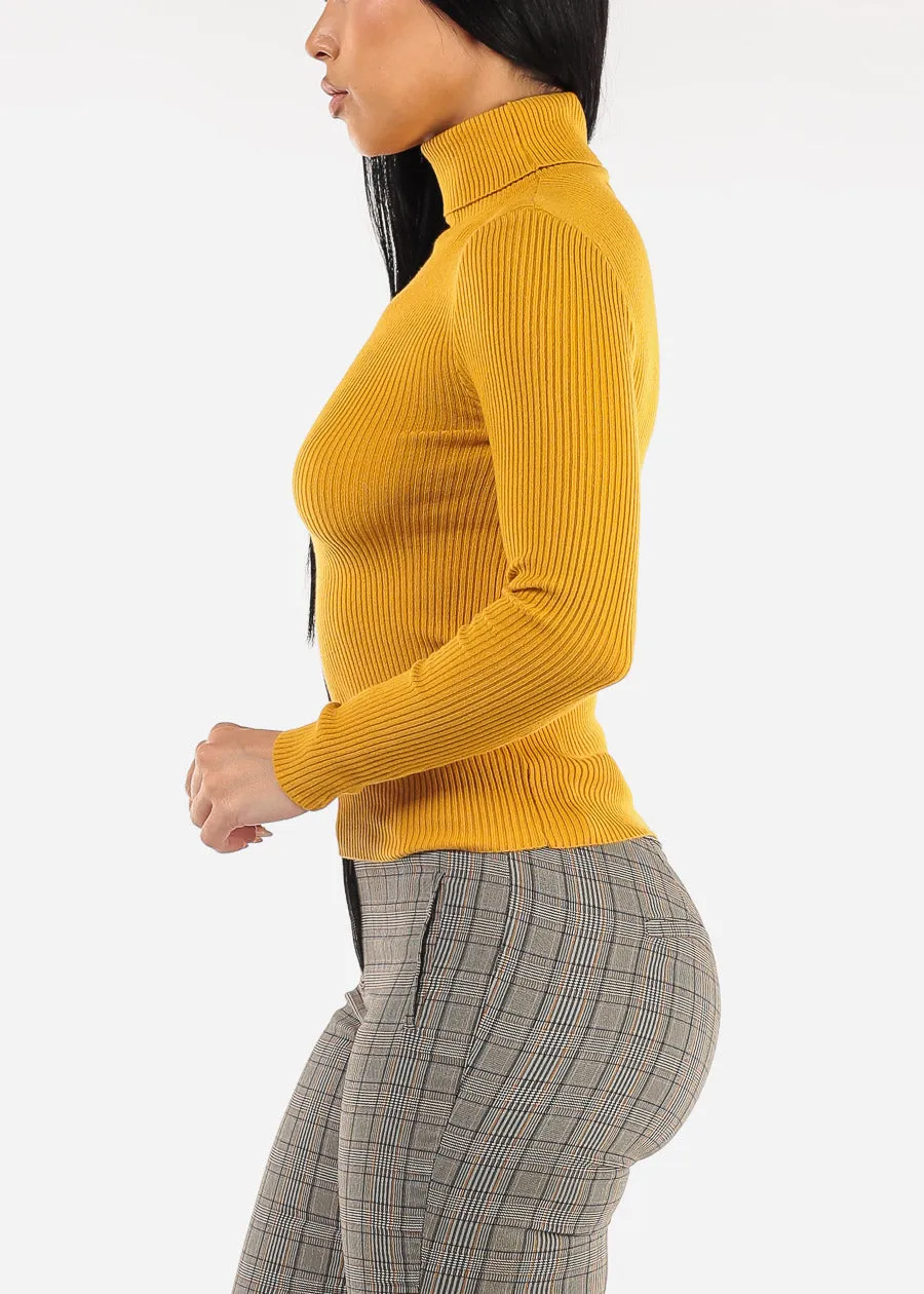 Long Sleeve Turtleneck Ribbed Sweater Mustard sold by Moda product image thumbnail 3
