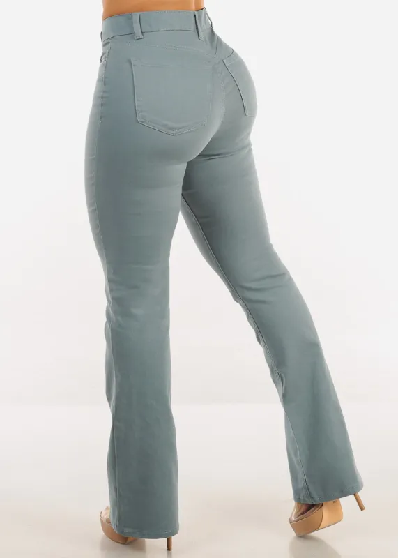 Super High Waist Butt Lift Bootcut Jeans Stone Blue sold by Moda