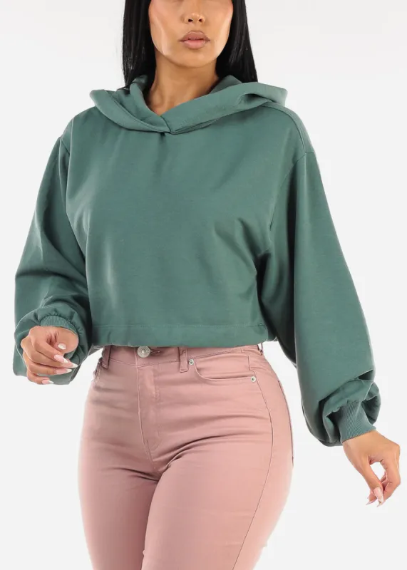 Dark Sage Fleece Pullover Hoodie made by iris