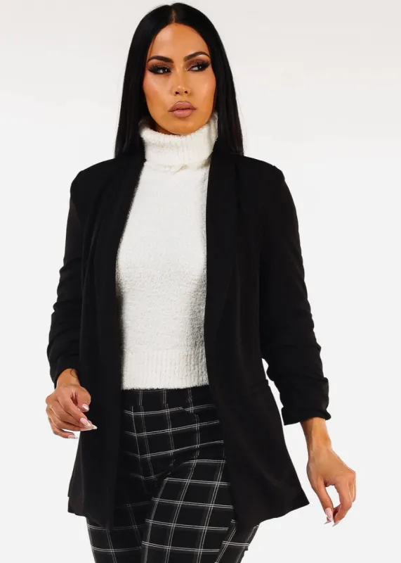 Quarter Sleeve Open Front Black Blazer sold by Moda