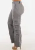 Butt Lift Straight Wide Leg Cargo Jeans Grey sold by Moda