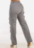 Butt Lift Straight Wide Leg Cargo Jeans Grey sold by Moda