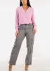 Butt Lift Straight Wide Leg Cargo Jeans Grey sold by Moda